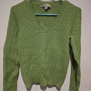 Tommy Hilfiger Green Cable Knit Sweater